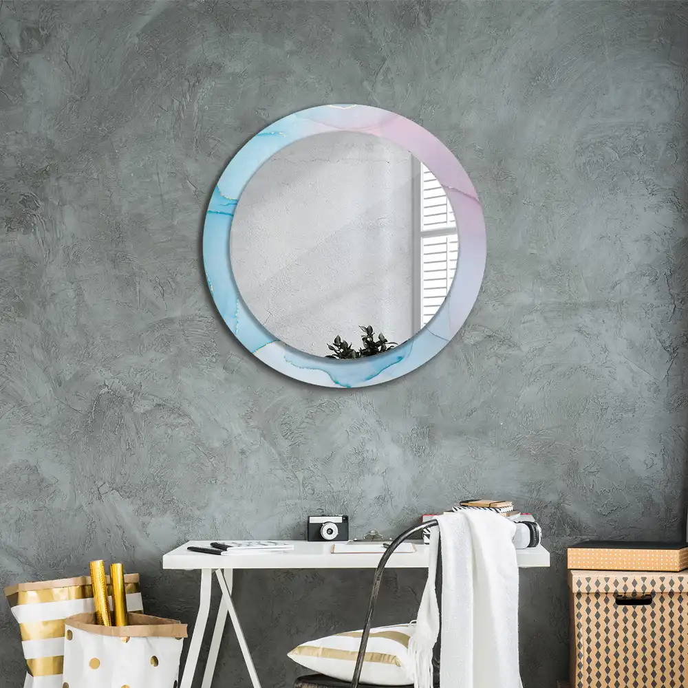 Miroir rond imprimé style marbré