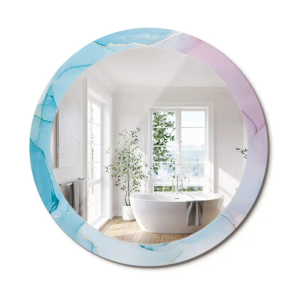 Miroir rond imprimé style marbré
