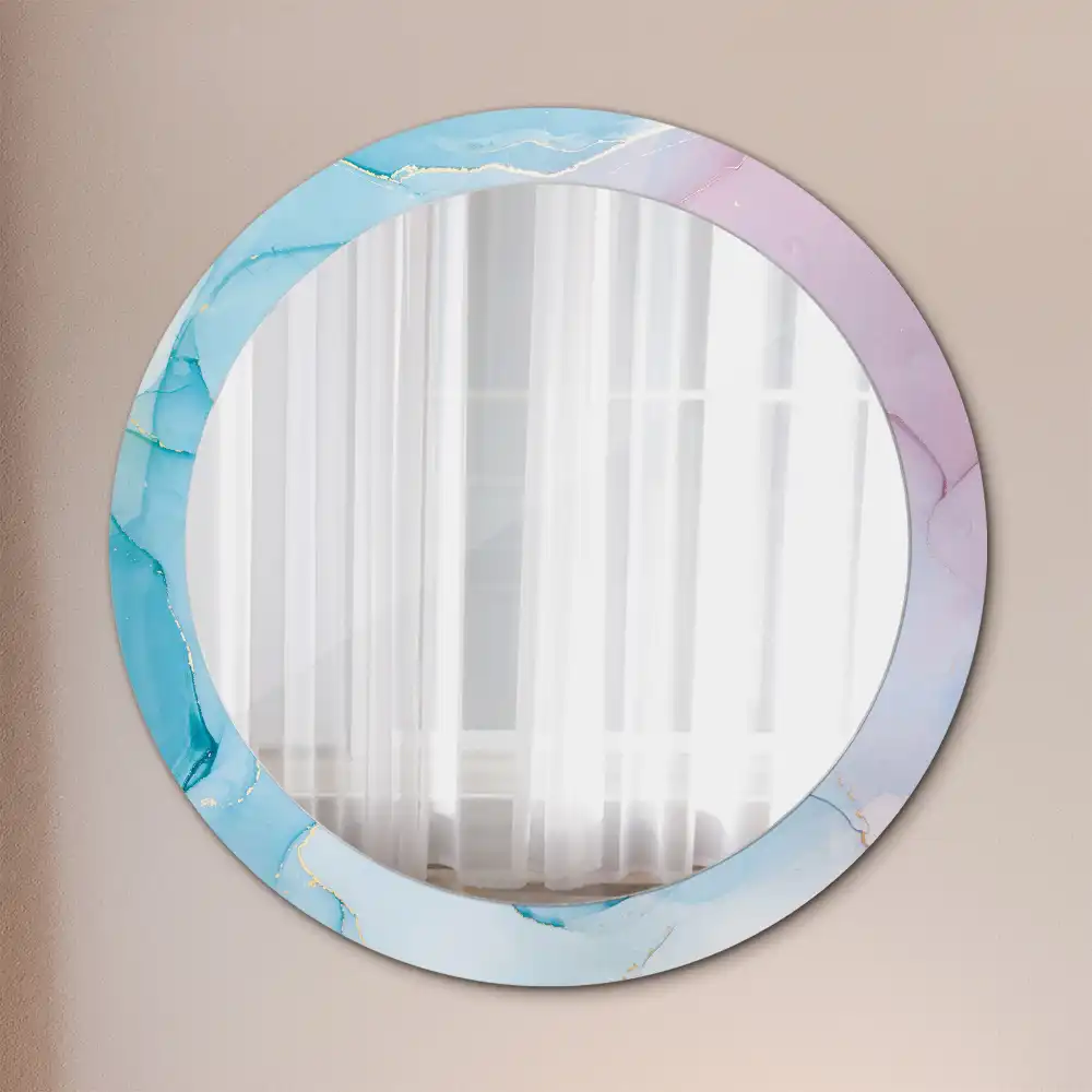 Miroir rond imprimé style marbré
