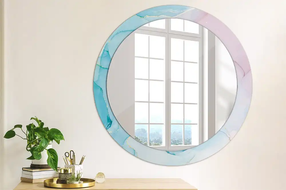 Miroir rond imprimé style marbré