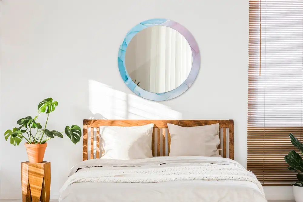 Miroir rond imprimé style marbré