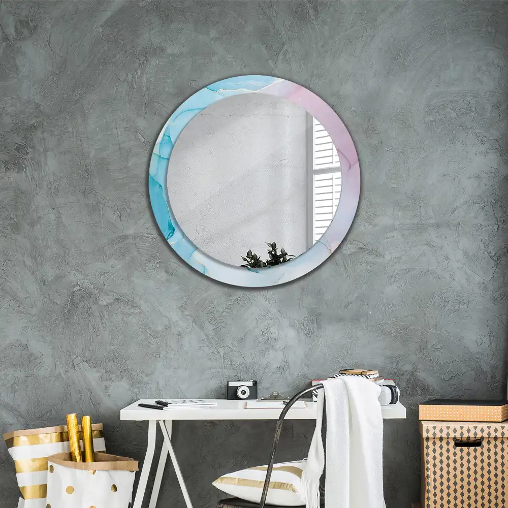 Miroir rond imprimé style marbré