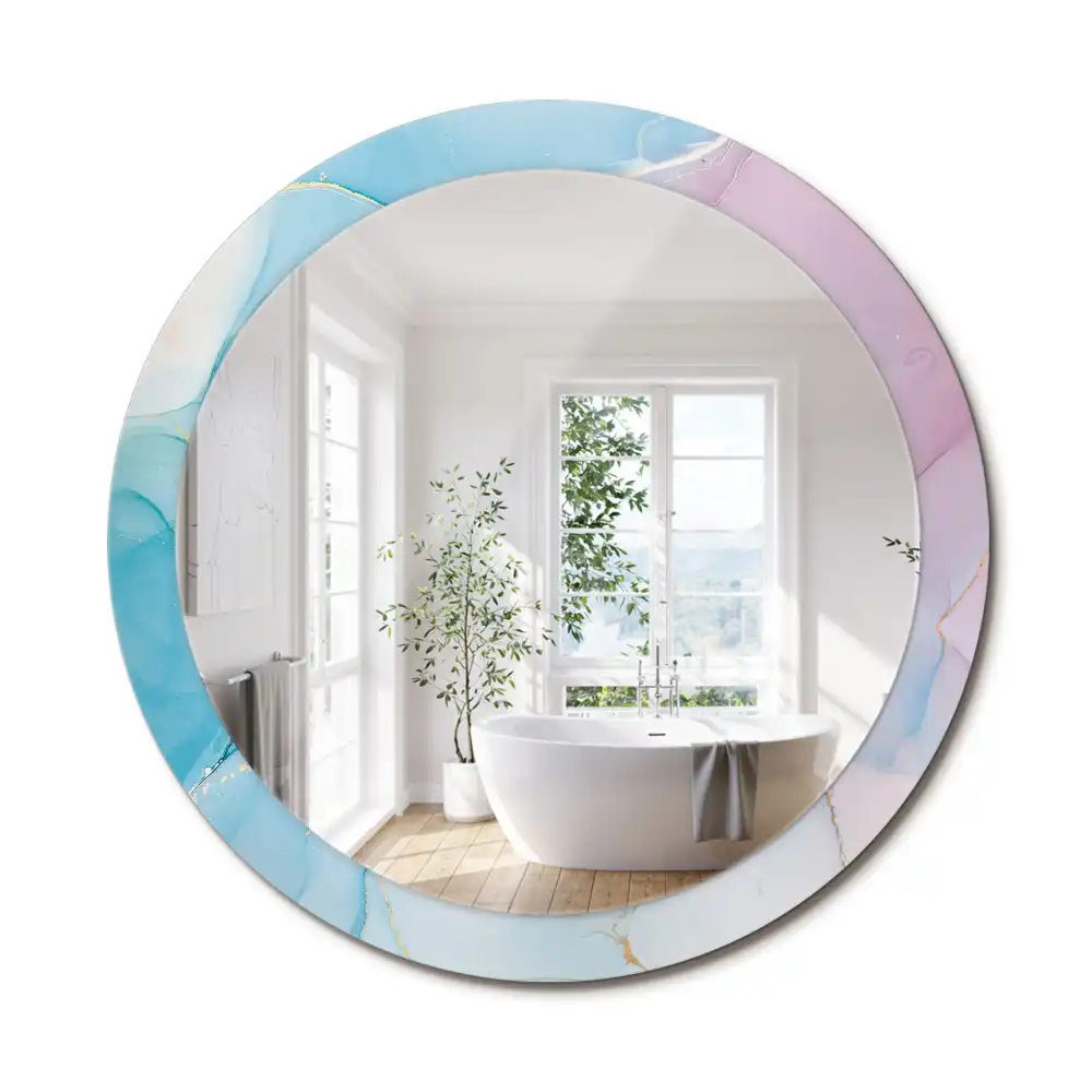 Miroir rond imprimé style marbré