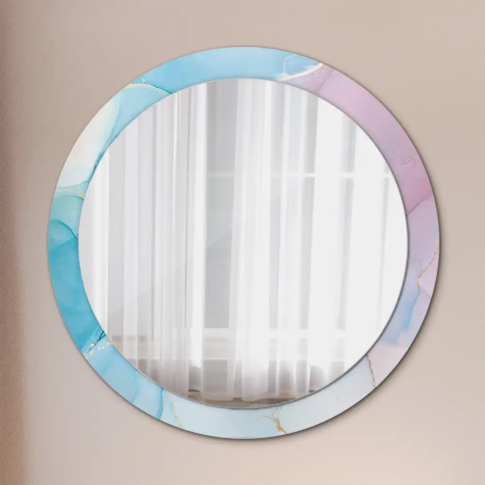 Miroir rond imprimé style marbré