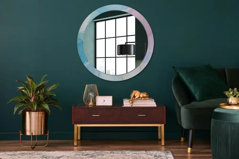 Miroir rond imprimé style marbré