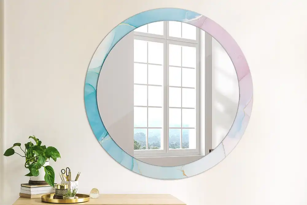 Miroir rond imprimé style marbré