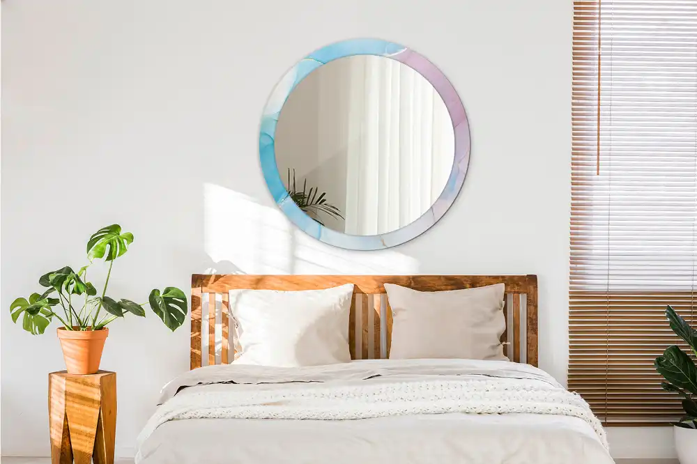 Miroir rond imprimé style marbré