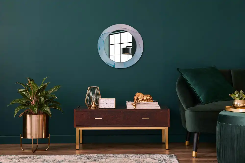Miroir rond imprimé style marbré