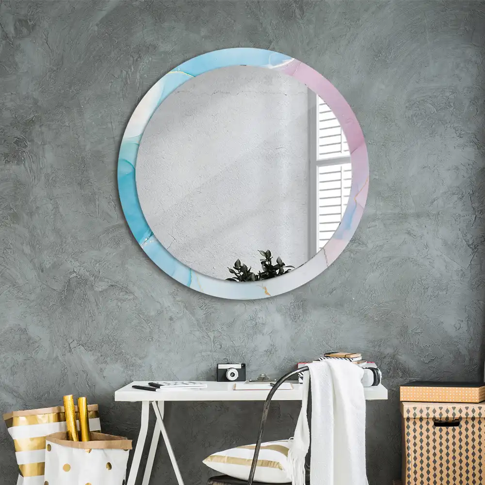 Miroir rond imprimé style marbré