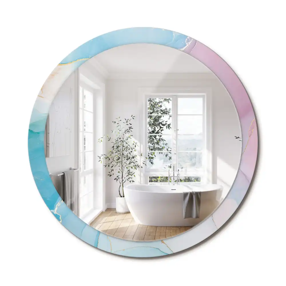 Miroir rond imprimé style marbré