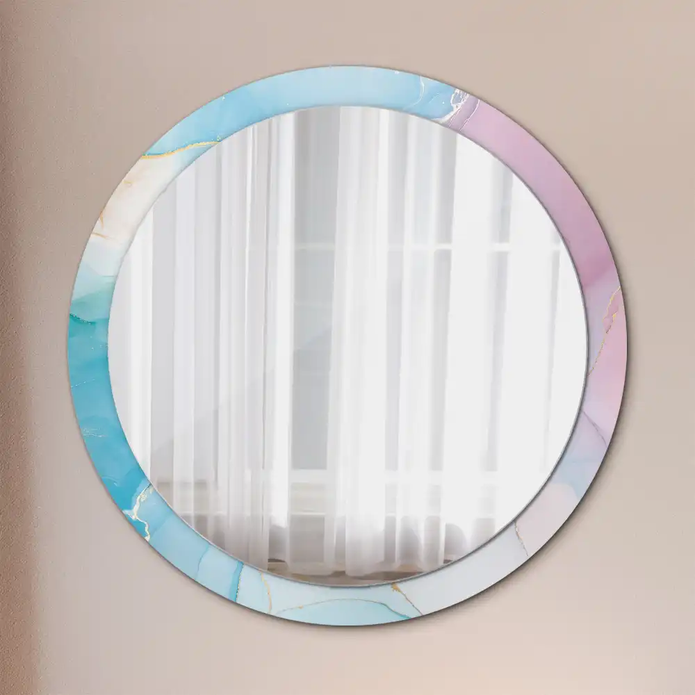 Miroir rond imprimé style marbré