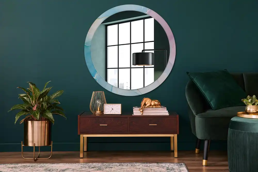 Miroir rond imprimé style marbré