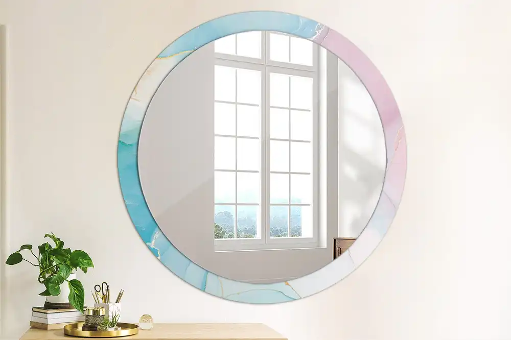 Miroir rond imprimé style marbré