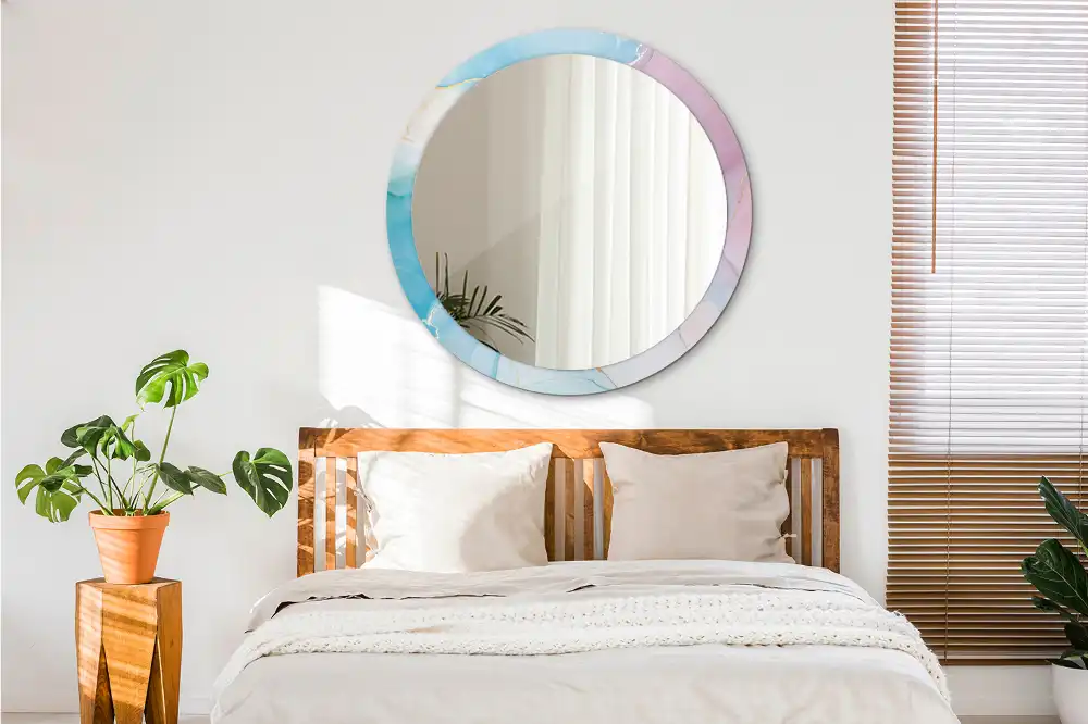 Miroir rond imprimé style marbré