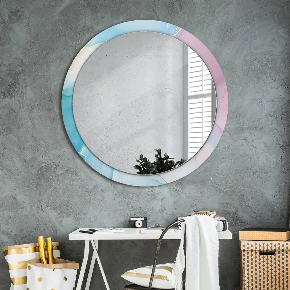 Miroir rond imprimé style marbré