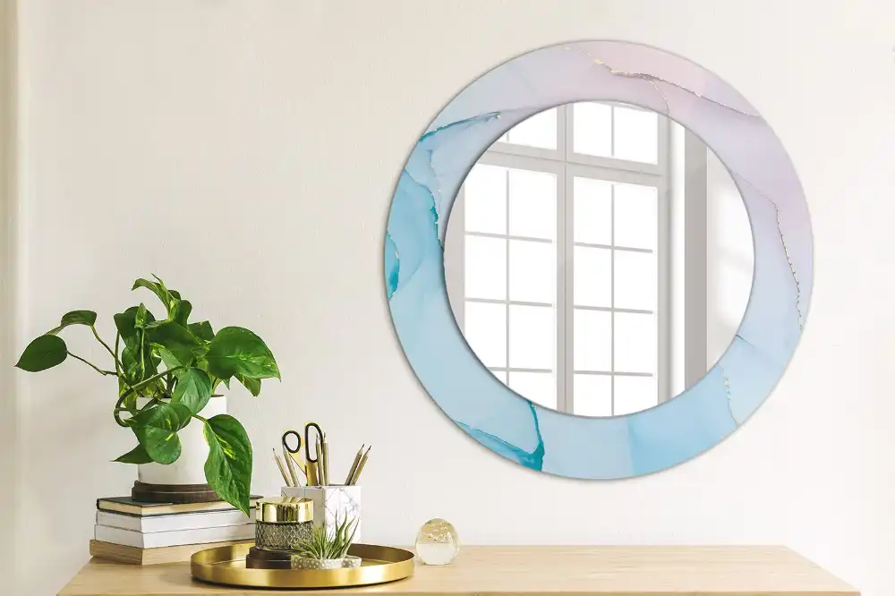 Miroir rond imprimé style marbré