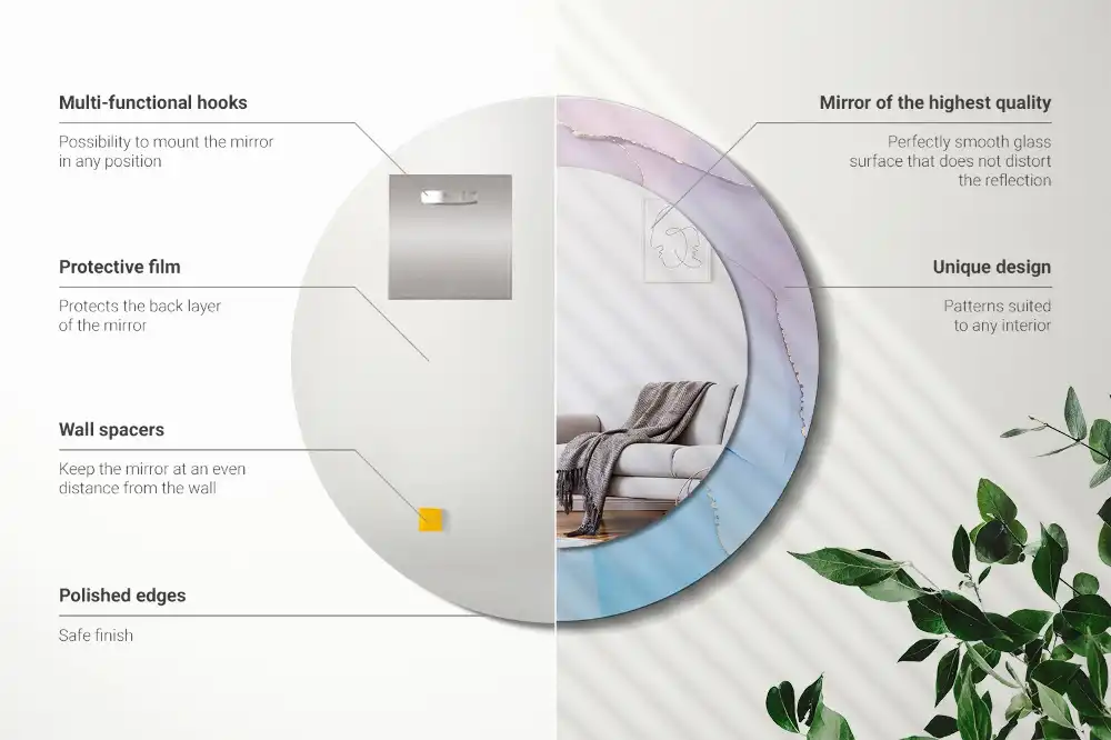 Miroir rond imprimé style marbré