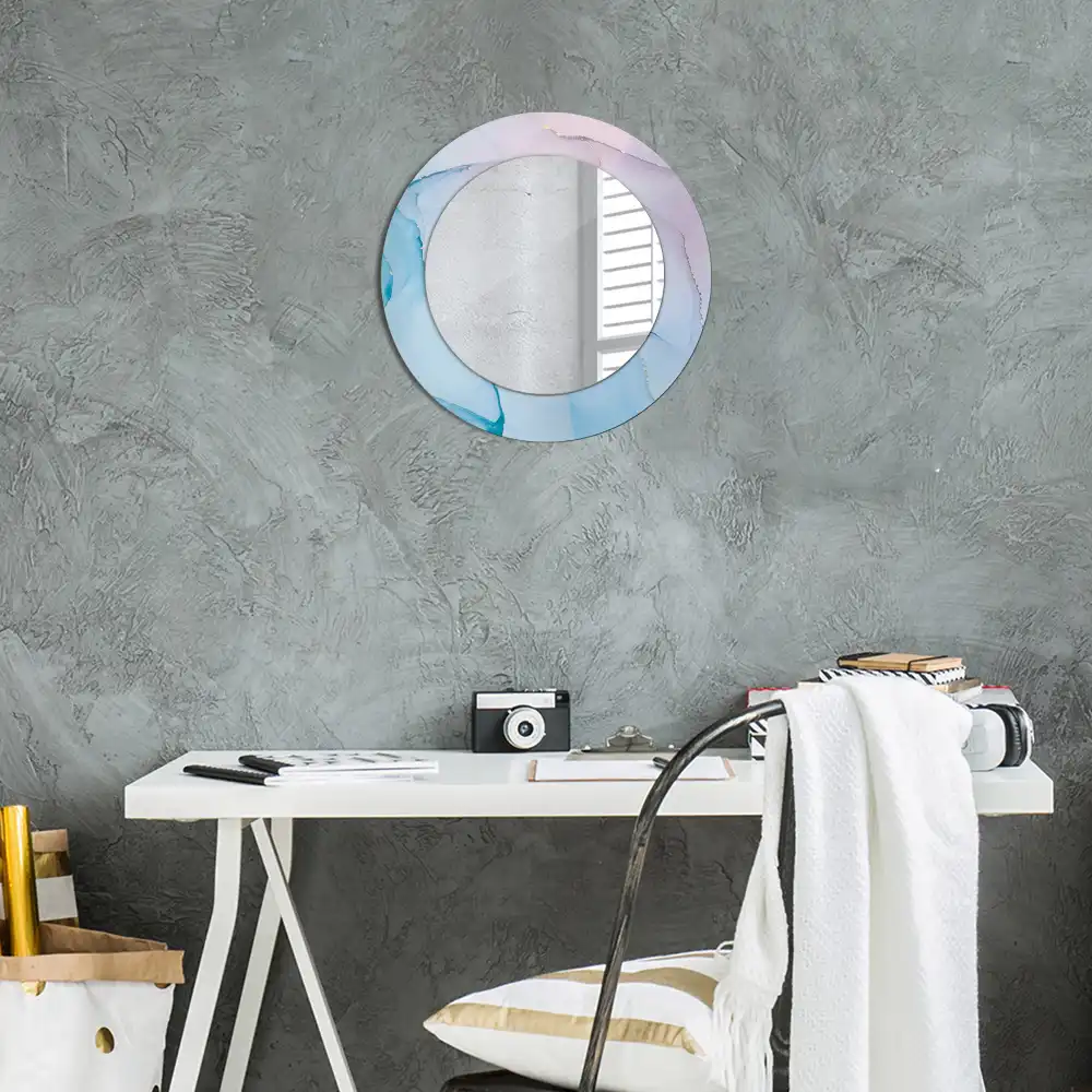 Miroir rond imprimé style marbré