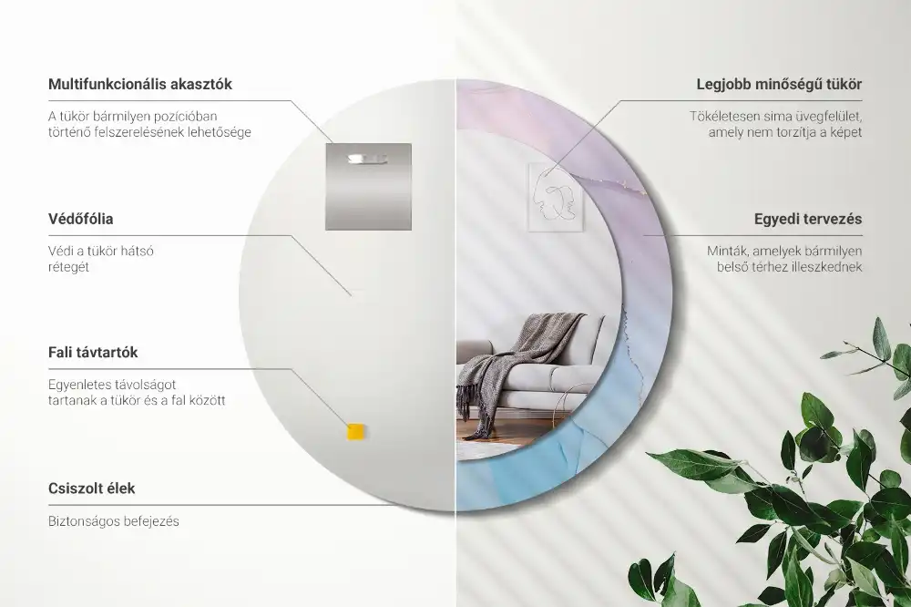 Miroir rond imprimé style marbré