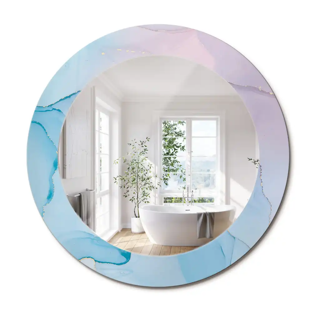Miroir rond imprimé style marbré