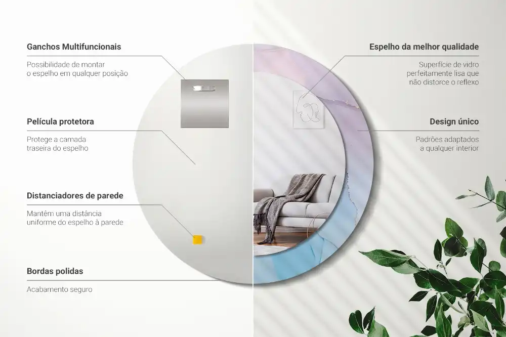 Miroir rond imprimé style marbré