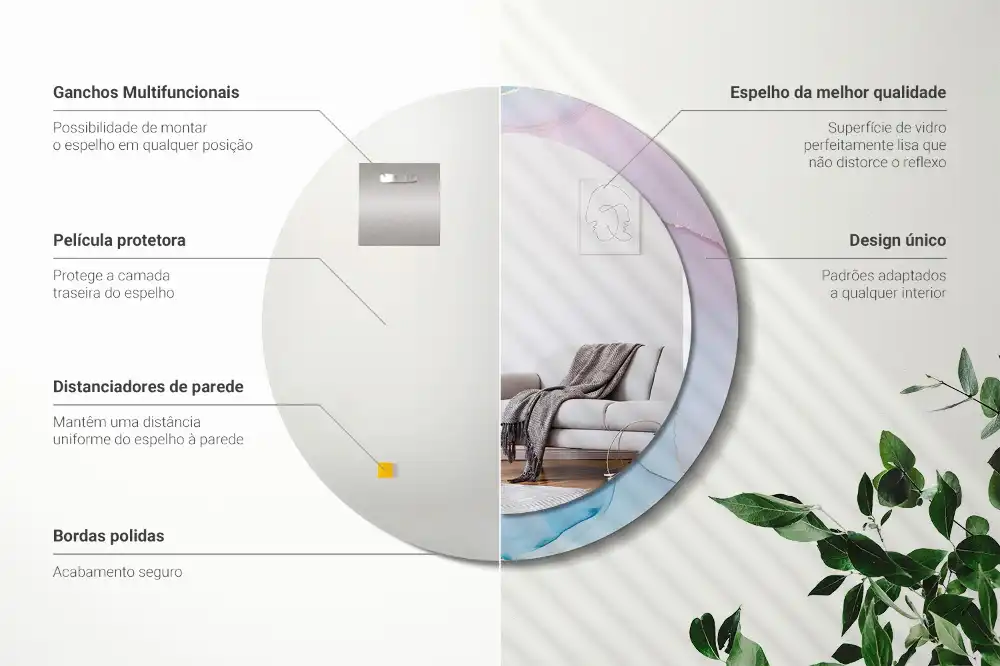 Miroir rond imprimé style marbré