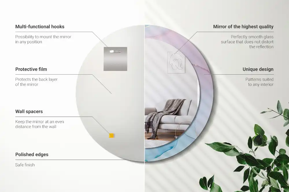 Miroir rond imprimé style marbré