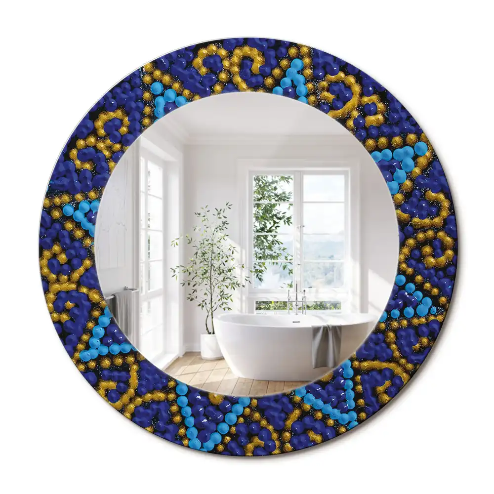 Miroir rond cadre imprimé motif de carnaval