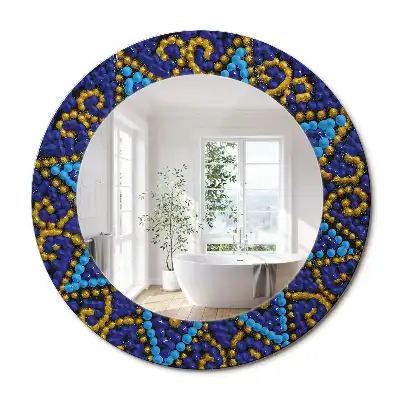 Miroir rond cadre imprimé motif de carnaval