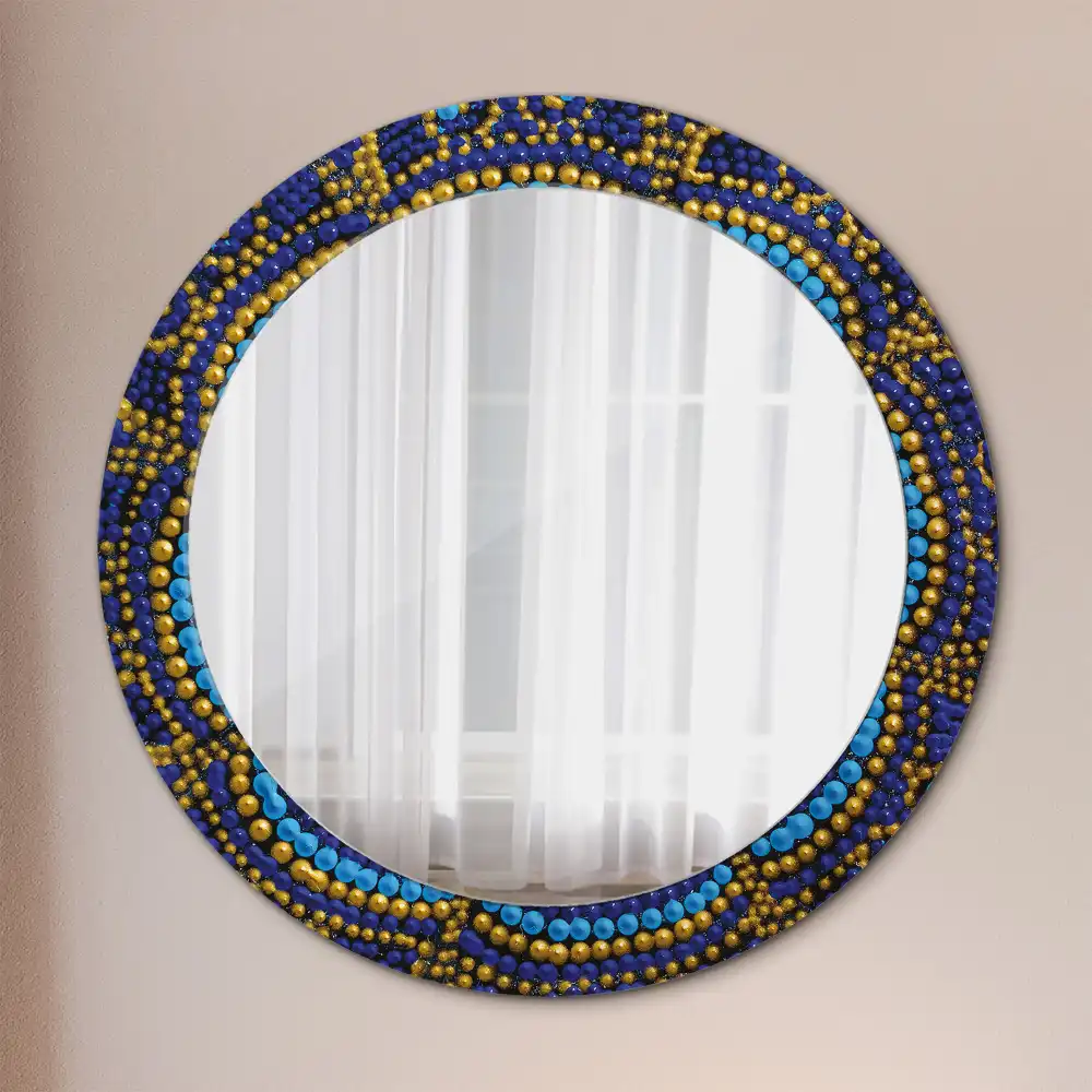 Miroir rond cadre imprimé motif de carnaval