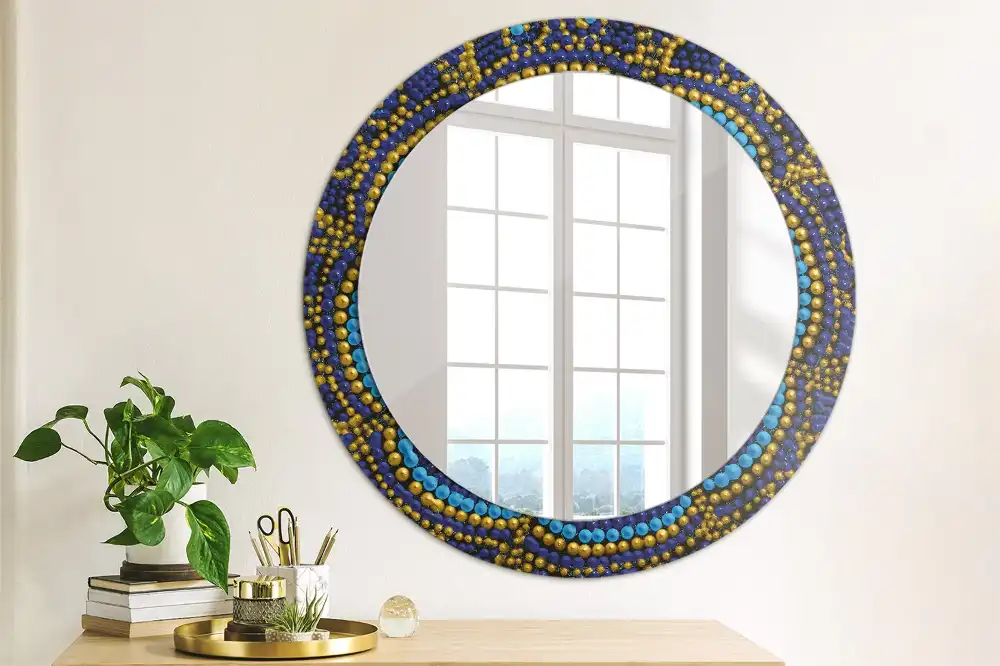 Miroir rond cadre imprimé motif de carnaval