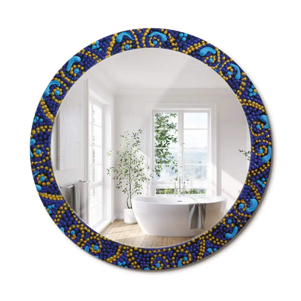 Miroir rond cadre imprimé motif de carnaval