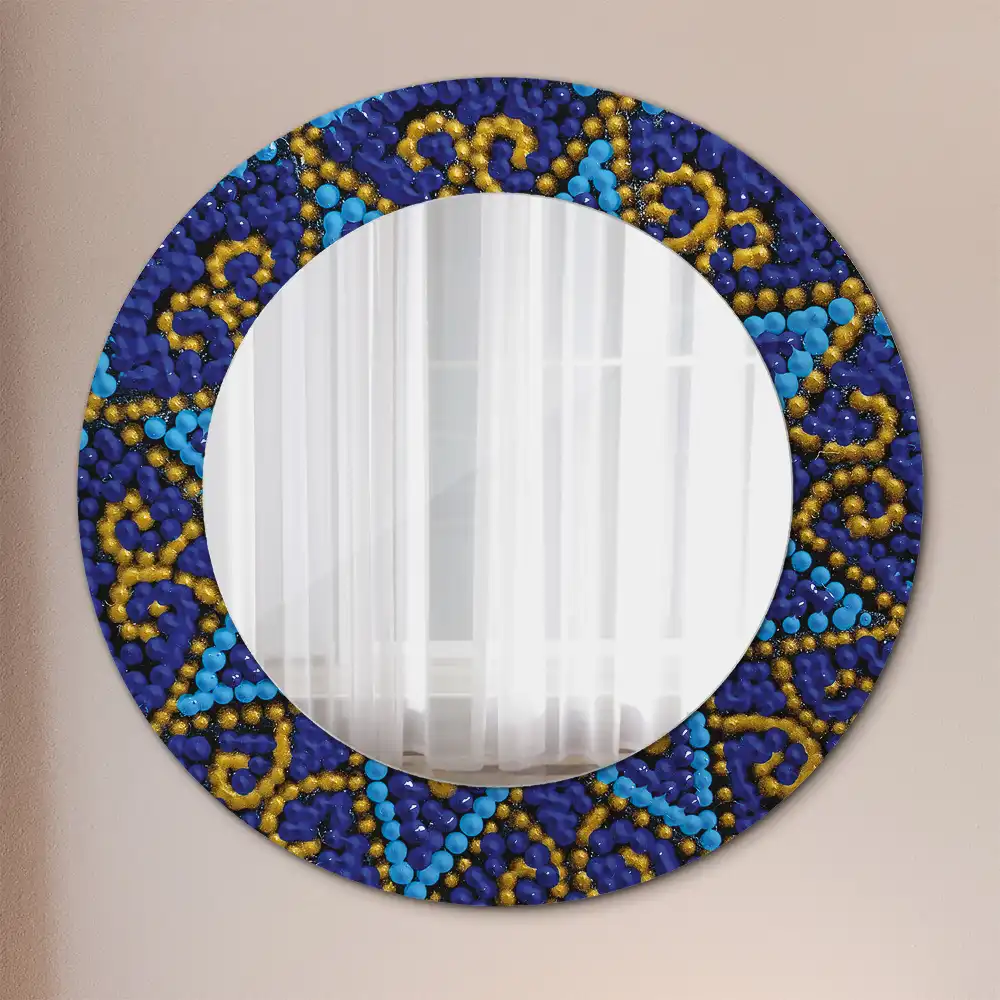 Miroir rond cadre imprimé motif de carnaval