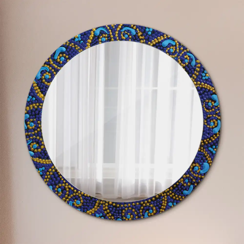 Miroir rond cadre imprimé motif de carnaval