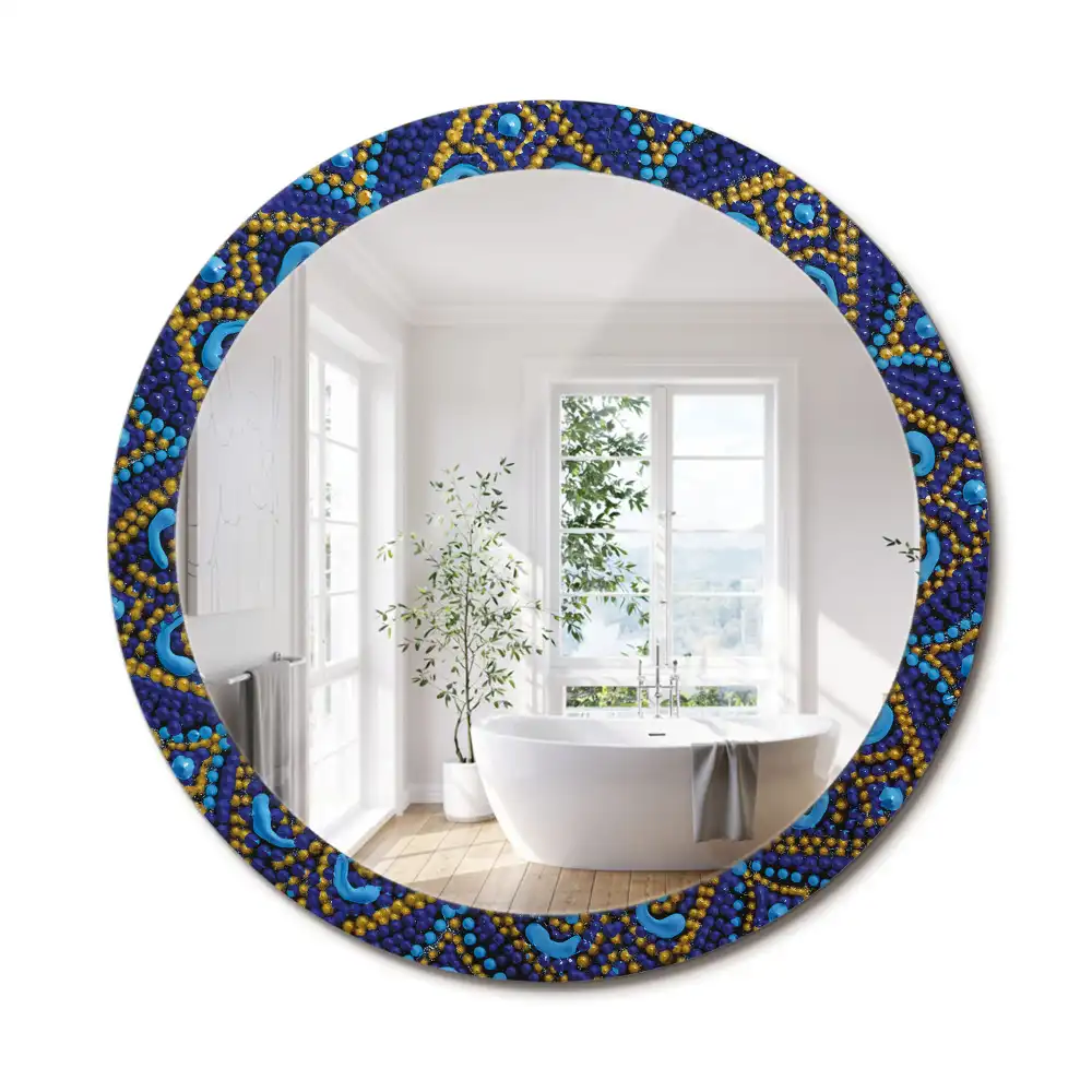Miroir rond cadre imprimé motif de carnaval