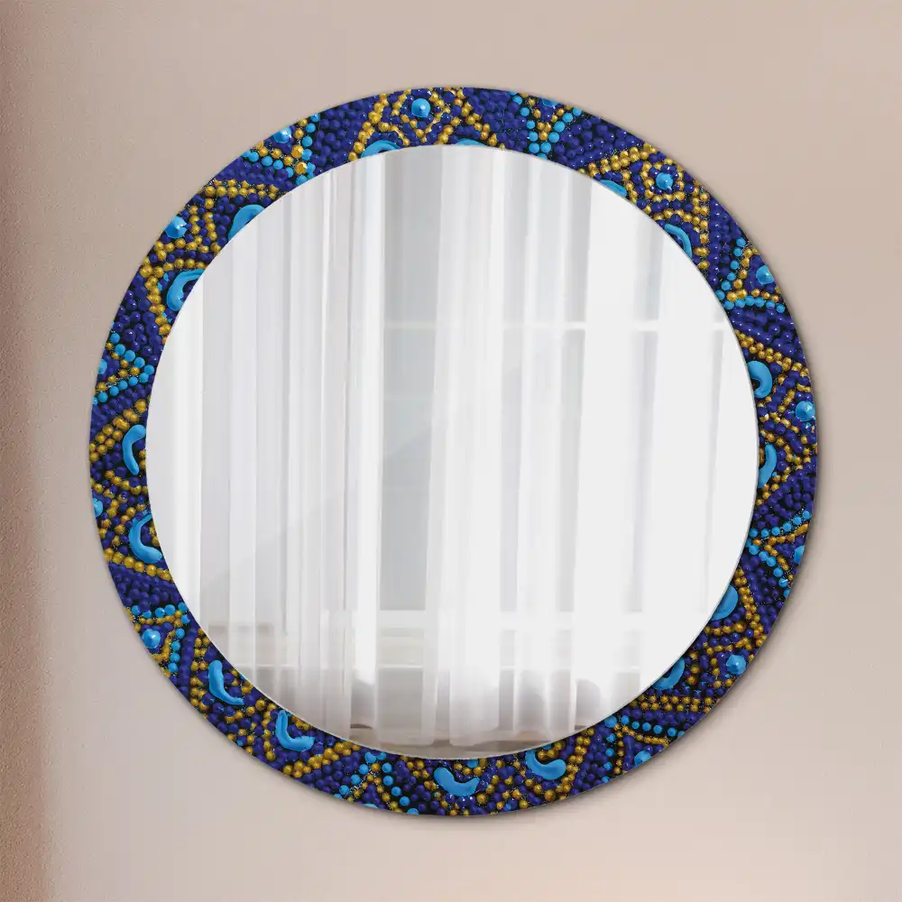 Miroir rond cadre imprimé motif de carnaval