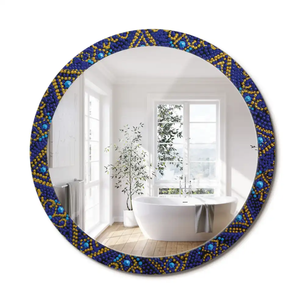 Miroir rond cadre imprimé motif de carnaval