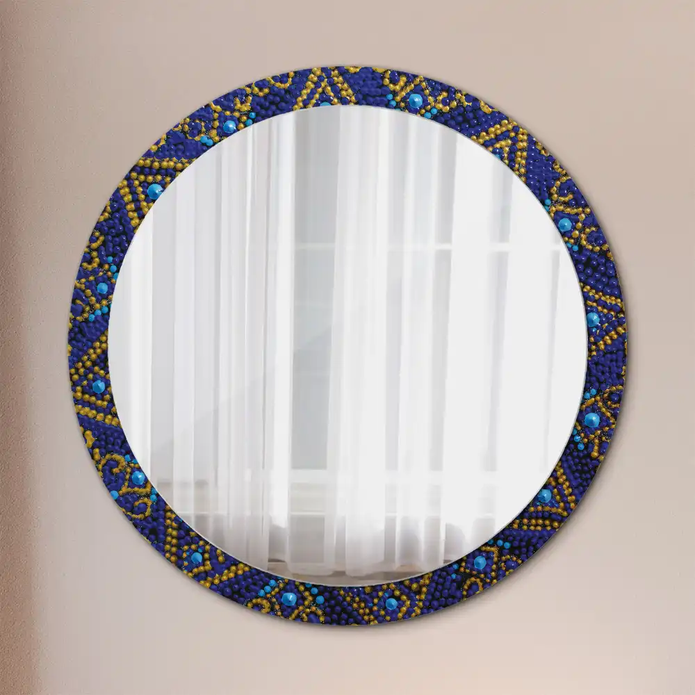 Miroir rond cadre imprimé motif de carnaval