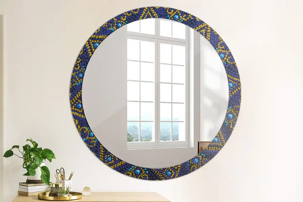 Miroir rond cadre imprimé motif de carnaval