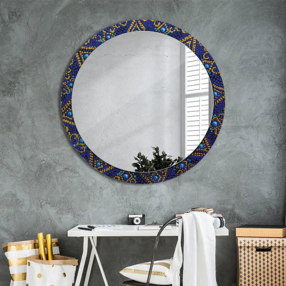 Miroir rond cadre imprimé motif de carnaval