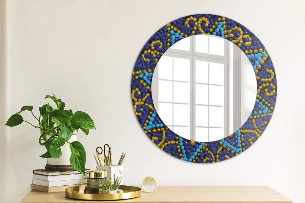 Miroir rond cadre imprimé motif de carnaval