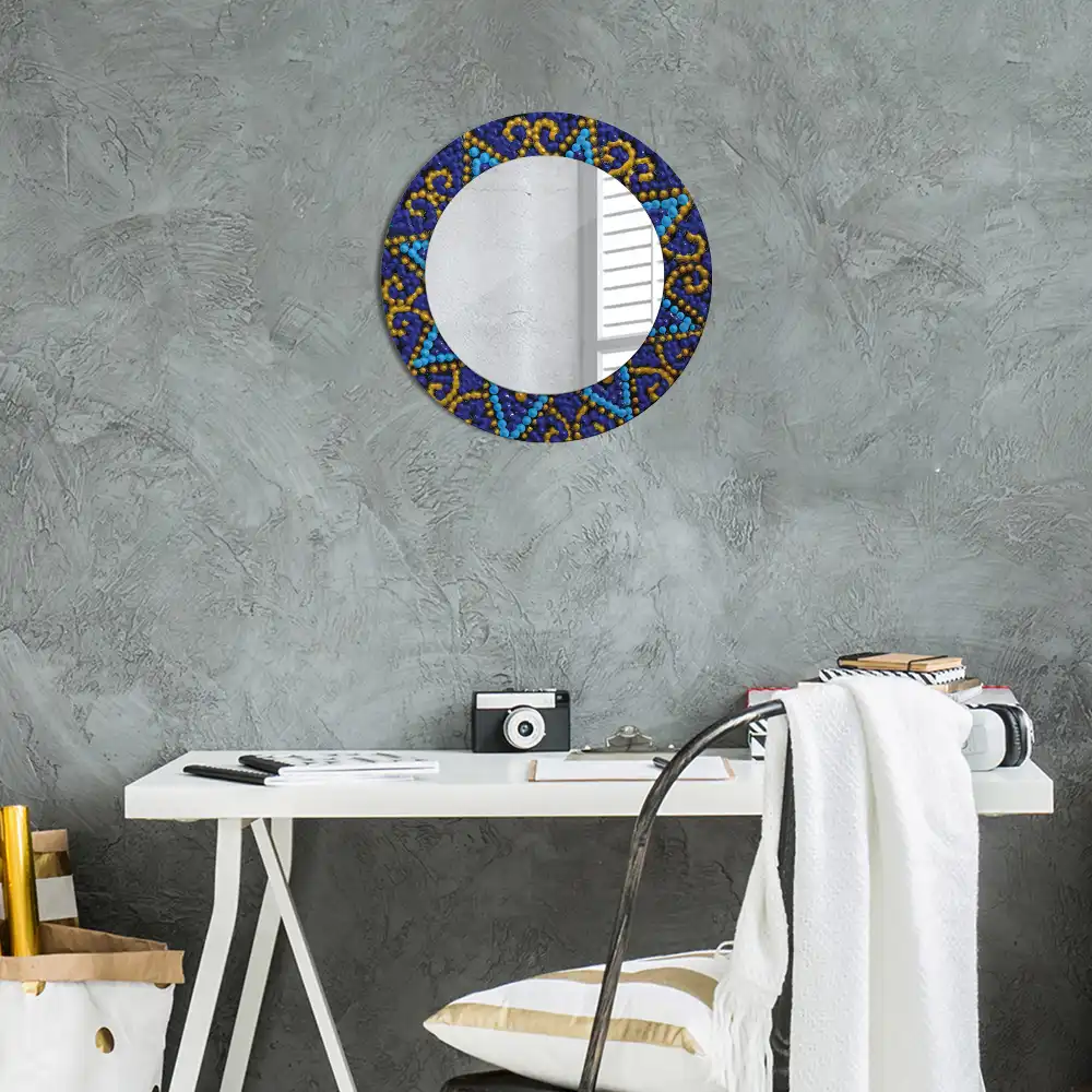 Miroir rond cadre imprimé motif de carnaval
