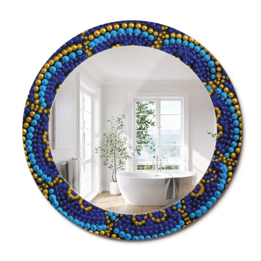 Miroir rond cadre imprimé motif de carnaval