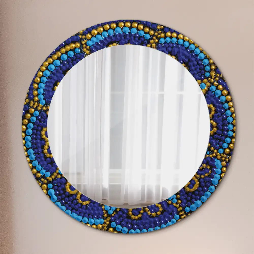 Miroir rond cadre imprimé motif de carnaval