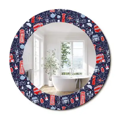 Miroir rond avec décoration motif londonien