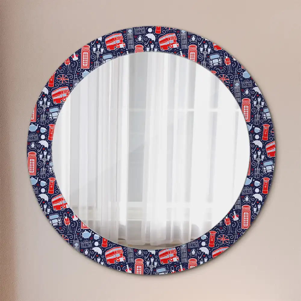 Miroir rond avec décoration motif londonien