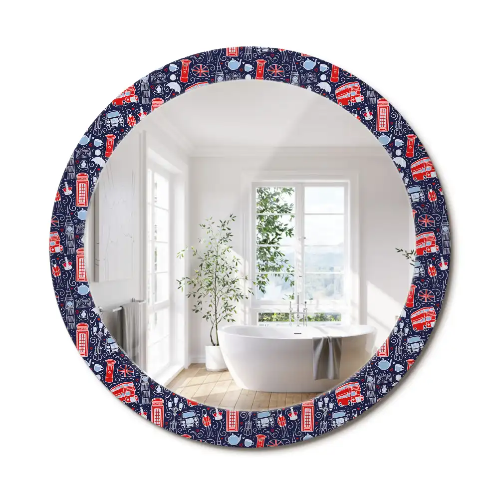 Miroir rond avec décoration motif londonien