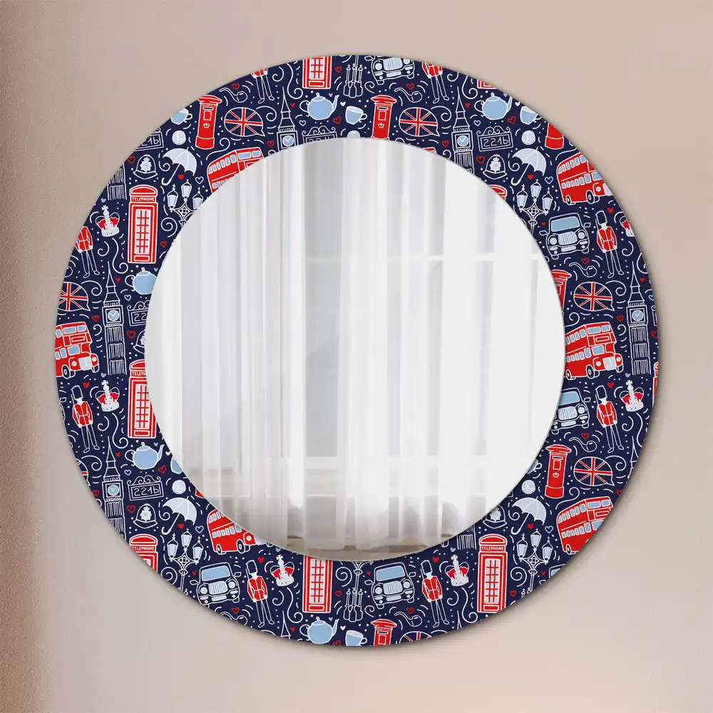Miroir rond avec décoration motif londonien