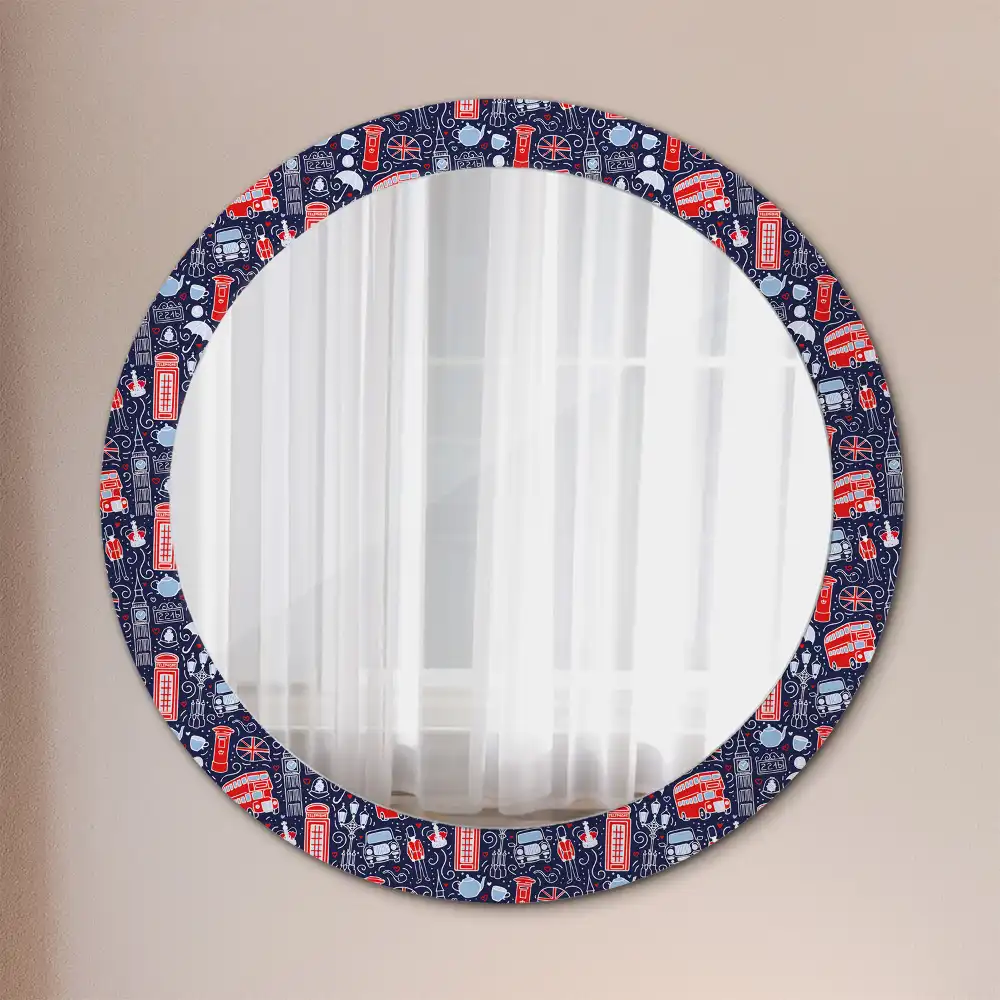Miroir rond avec décoration motif londonien