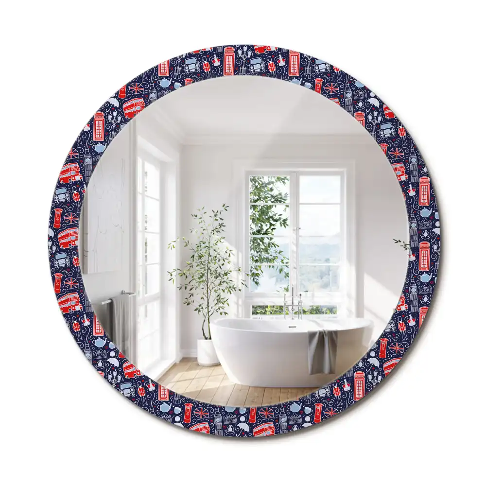 Miroir rond avec décoration motif londonien
